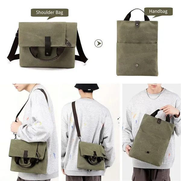 Foldable Reinforced Zippers Anti-Theft Canvas Crossbody Bag