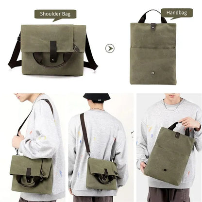 Foldable Reinforced Zippers Anti-Theft Canvas Crossbody Bag