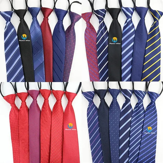 Adjustable Wrinkle-Free Zipper No-Tie Silk-Polyester Tie