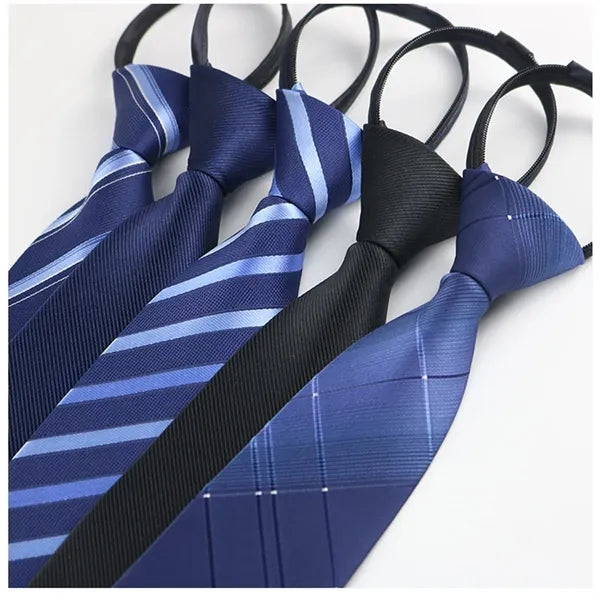 Adjustable Wrinkle-Free Zipper No-Tie Silk-Polyester Tie