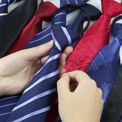 Adjustable Wrinkle-Free Zipper No-Tie Silk-Polyester Tie