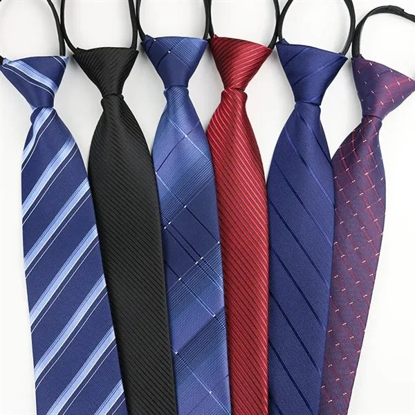 Adjustable Wrinkle-Free Zipper No-Tie Silk-Polyester Tie