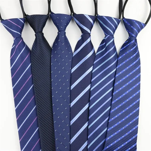 Adjustable Wrinkle-Free Zipper No-Tie Silk-Polyester Tie