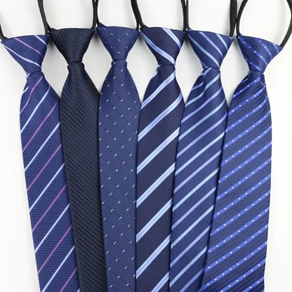 Adjustable Wrinkle-Free Zipper No-Tie Silk-Polyester Tie