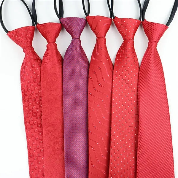 Adjustable Wrinkle-Free Zipper No-Tie Silk-Polyester Tie