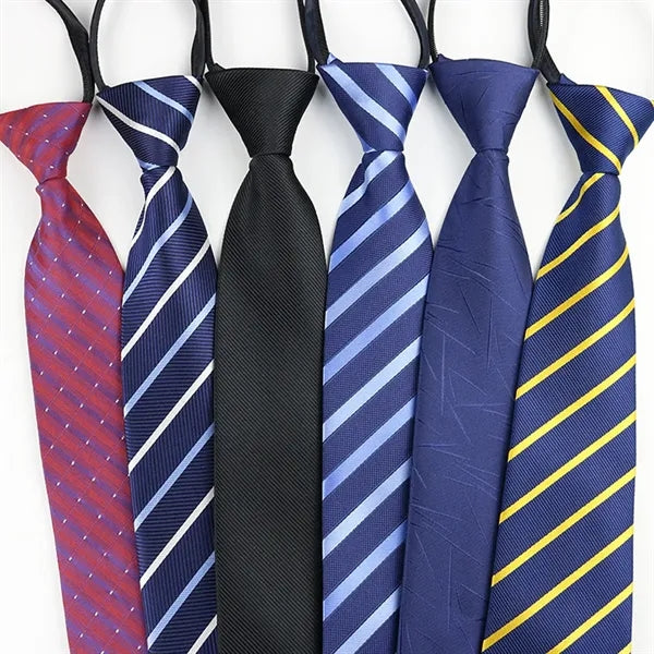 Adjustable Wrinkle-Free Zipper No-Tie Silk-Polyester Tie