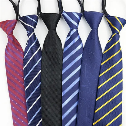 Adjustable Wrinkle-Free Zipper No-Tie Silk-Polyester Tie