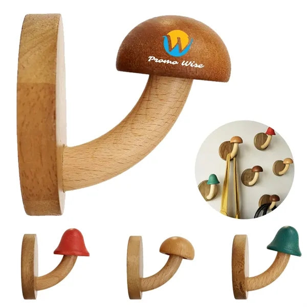 Multi-Purpose Strong Hold Adhesive Wooden Mushroom Hooks