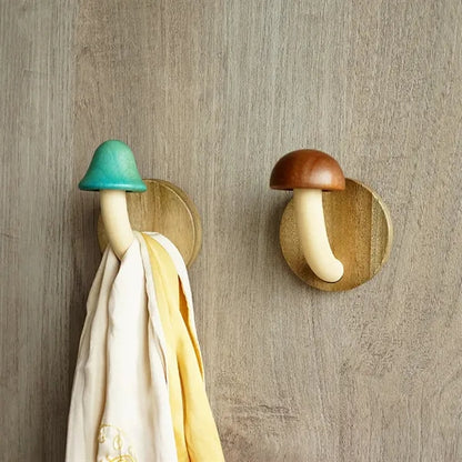 Multi-Purpose Strong Hold Adhesive Wooden Mushroom Hooks