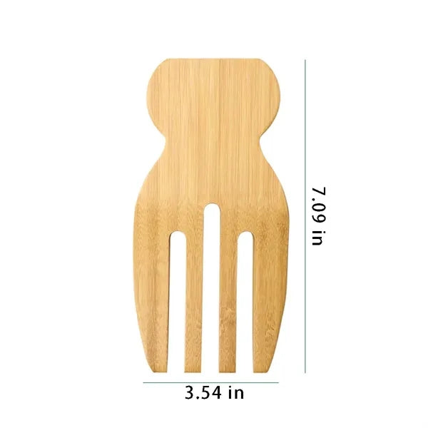 Kitchen gadgets wooden hand serving tossing salad tong