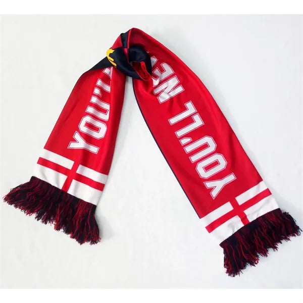 Full Sublimation Polyester Knit Scarf with Tassle - 57"x6.7"