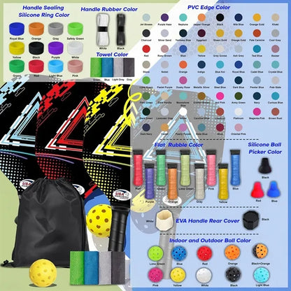 Wooden Pickleball Set w/ Coolmax Towel & Color Box