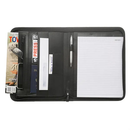 Zippered Black Leather Portfolios