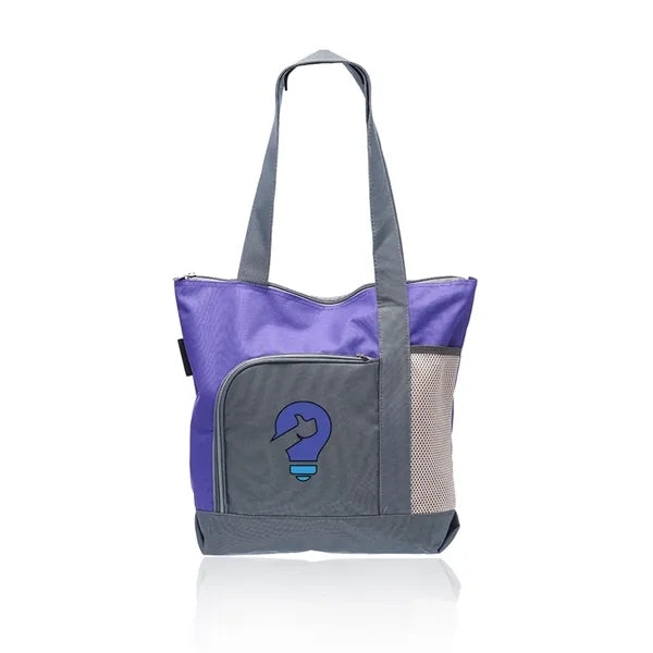 Polyester Canvas Two-Tone Tote - 16.5"W x 14.5"H x 4.5"D