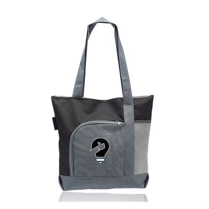 Polyester Canvas Two-Tone Tote - 16.5"W x 14.5"H x 4.5"D