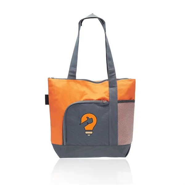 Polyester Canvas Two-Tone Tote - 16.5"W x 14.5"H x 4.5"D