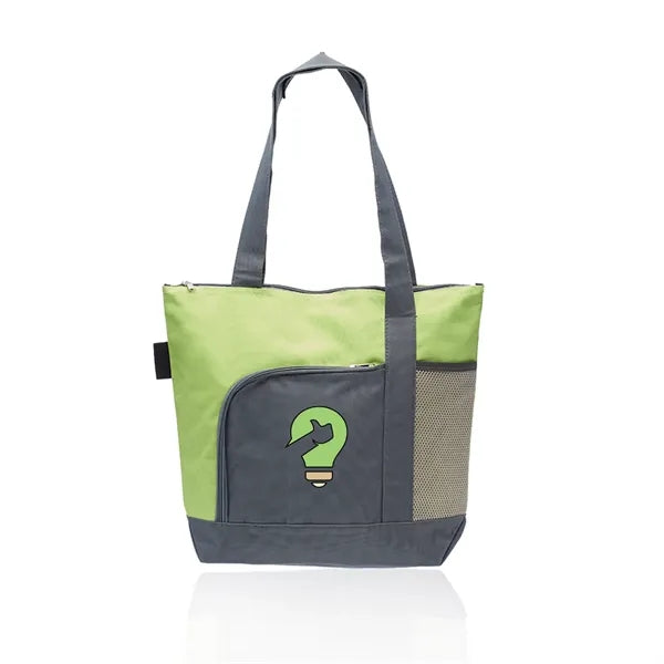 Polyester Canvas Two-Tone Tote - 16.5"W x 14.5"H x 4.5"D