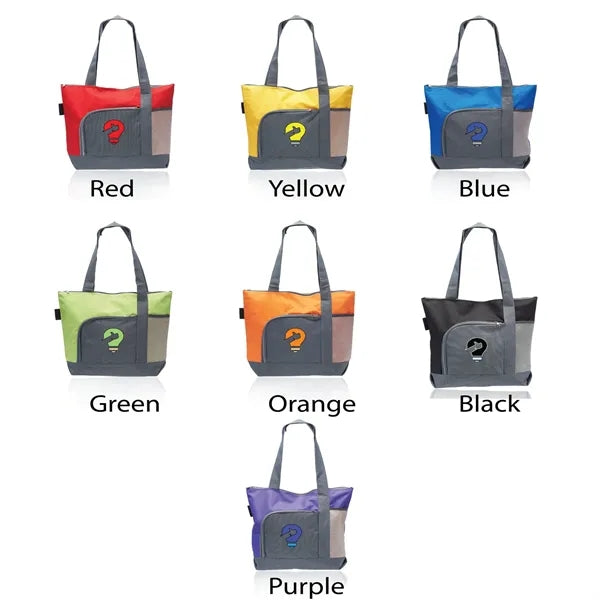Polyester Canvas Two-Tone Tote - 16.5"W x 14.5"H x 4.5"D
