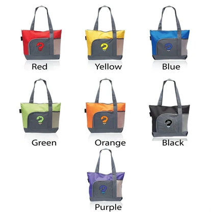 Polyester Canvas Two-Tone Tote - 16.5"W x 14.5"H x 4.5"D