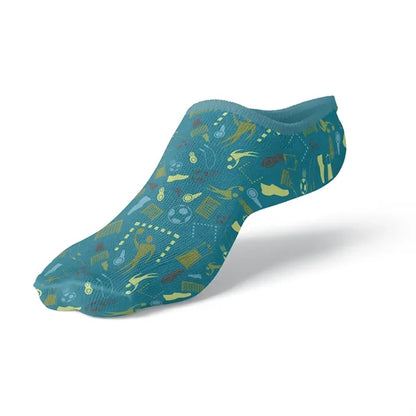 Jacquard Weave Cotton-Blend Low Cut Socks w/ Cushion