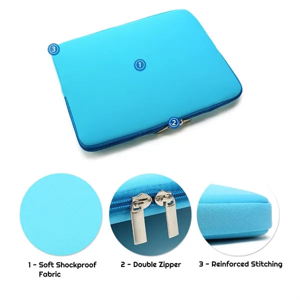 Laptop Sleeve with Padding and Zipper - Neoprene