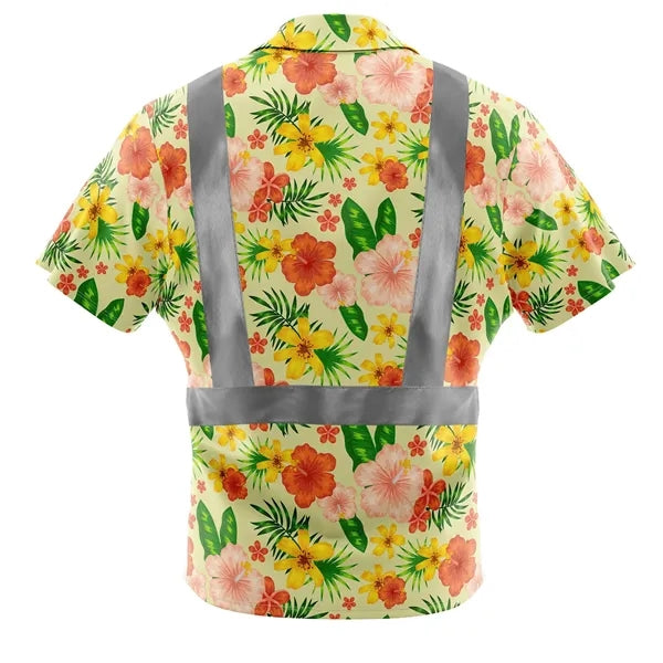 Sublimation Full-Button Poly Shirt w/ Reflective Tape - Men,