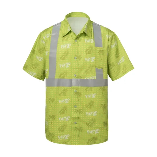 Sublimation Full-Button Poly Shirt w/ Reflective Tape - Men,