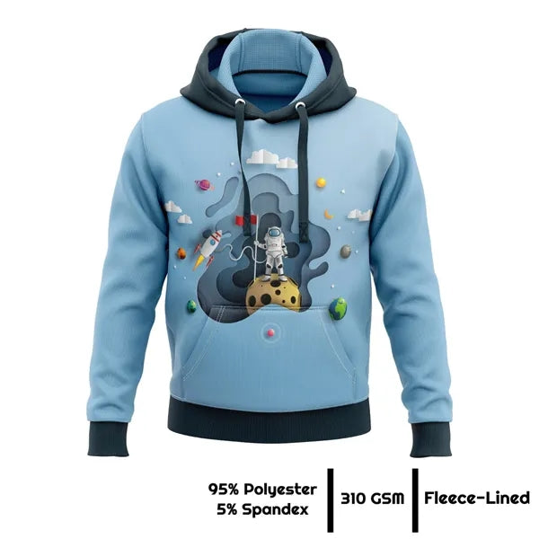 Unisex & Kids' Sublimation 310G Fleece-Lined Kangaroo Hoodie