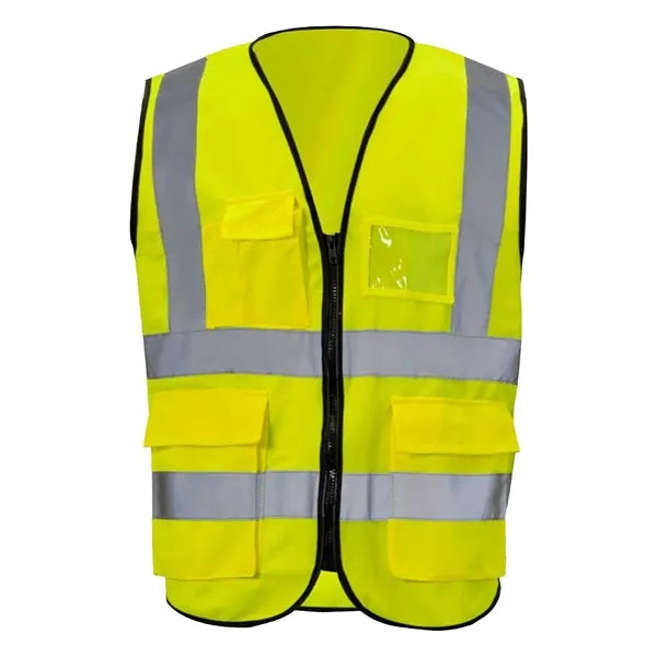 VISIPRO Unisex Front-Zip Reflective Safety Vest with Pockets