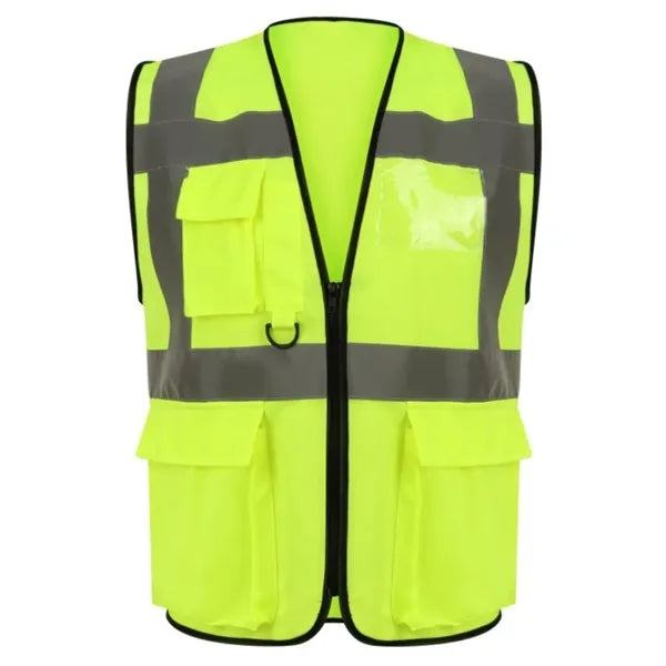 VISIPRO Unisex Front-Zip Reflective Safety Vest with Pockets
