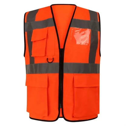 VISIPRO Unisex Front-Zip Reflective Safety Vest with Pockets