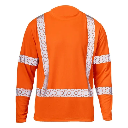VISIPRO Long Sleeve Reflective Safety T-Shirt with Pocket -
