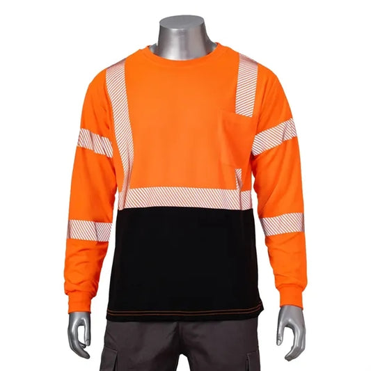 VISIPRO Long Sleeve Reflective Front Colorblock Safety Polo