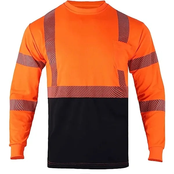 VISIPRO Long Sleeve Reflective Front Colorblock Safety Polo