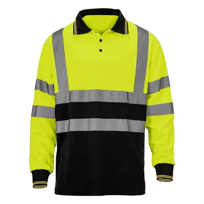VISIPRO Long Sleeve Reflective Front Colorblock Safety Polo