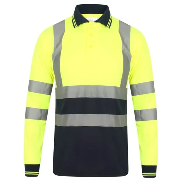 VISIPRO Long Sleeve Reflective Front Colorblock Safety Polo