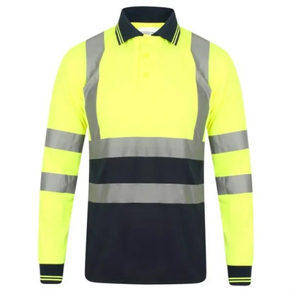 VISIPRO Long Sleeve Reflective Front Colorblock Safety Polo