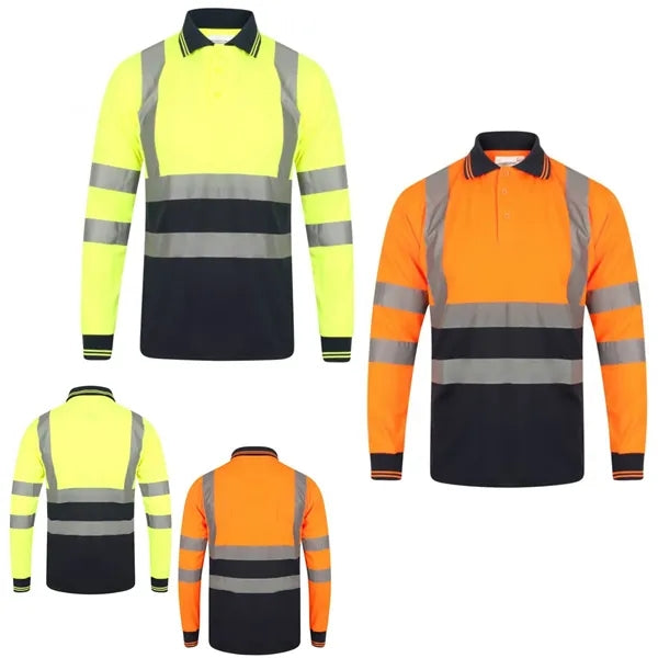 VISIPRO Long Sleeve Reflective Front Colorblock Safety Polo