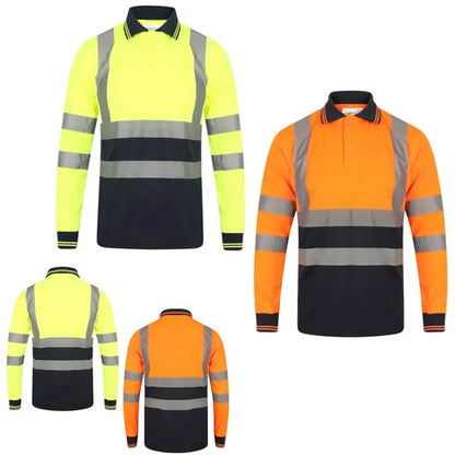 VISIPRO Long Sleeve Reflective Front Colorblock Safety Polo