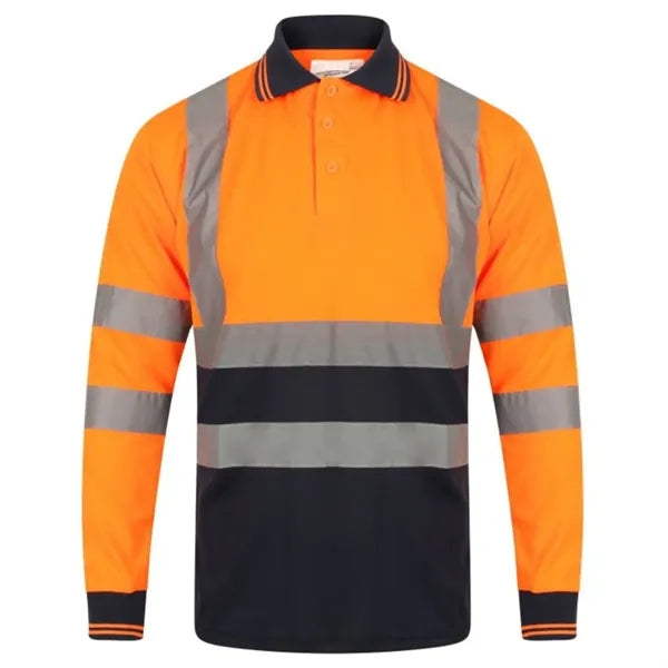 VISIPRO Long Sleeve Reflective Front Colorblock Safety Polo