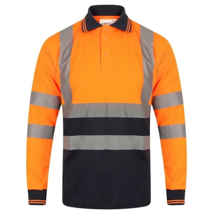 VISIPRO Long Sleeve Reflective Front Colorblock Safety Polo
