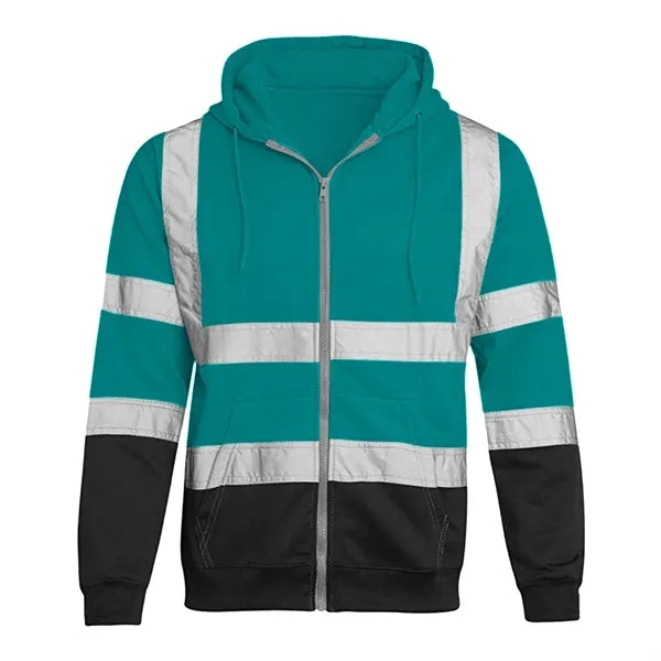VISIPRO Reflective Colorblock Safety Full-Zip Hoodie - 280G