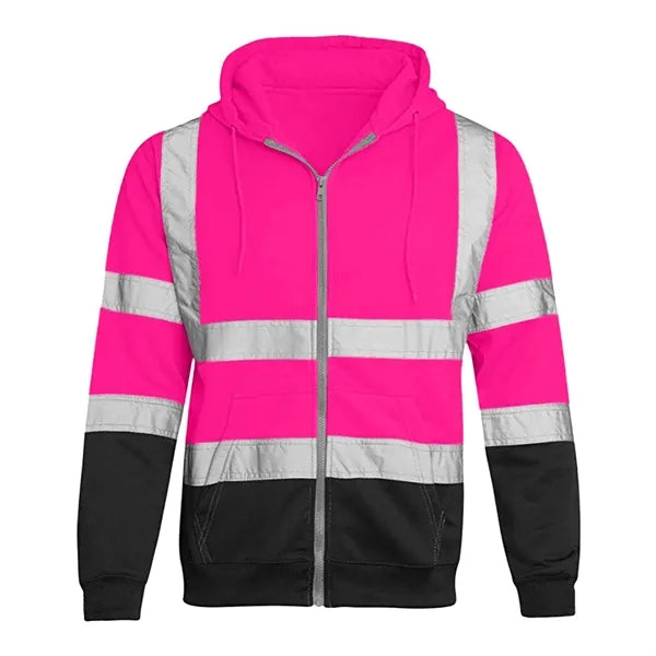 VISIPRO Reflective Colorblock Safety Full-Zip Hoodie - 280G