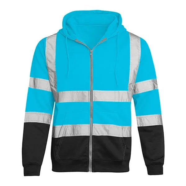 VISIPRO Reflective Colorblock Safety Full-Zip Hoodie - 280G