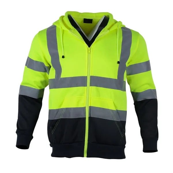 VISIPRO Reflective Colorblock Safety Full-Zip Hoodie - 280G