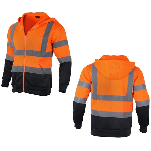 VISIPRO Reflective Colorblock Safety Full-Zip Hoodie - 280G