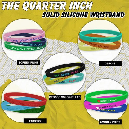 Solid Colored Silicone Wristband - 1/4" band