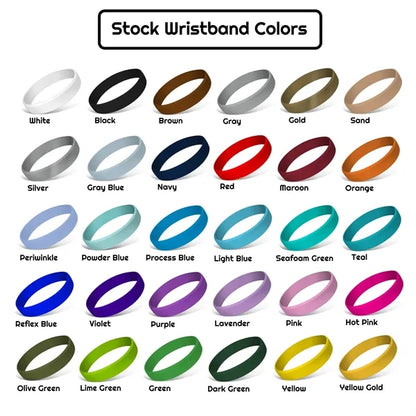 Solid Colored Silicone Wristband - 1/4" band