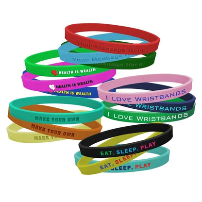 Solid Colored Silicone Wristband - 1/4" band