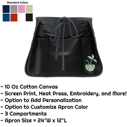 Cotton Canvas Waist Apron w/ 3 Compartments - 24"W x 12"L